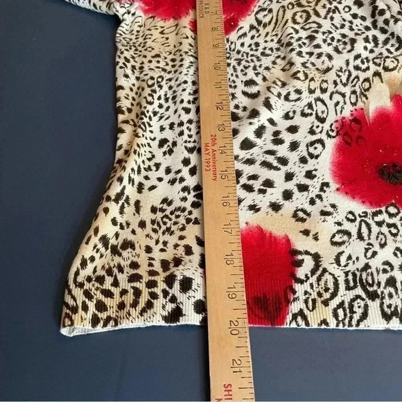 Avvenire Women's Animal Print Sweater Small White Red Black Floral Long Sleeve - Picture 11 of 11